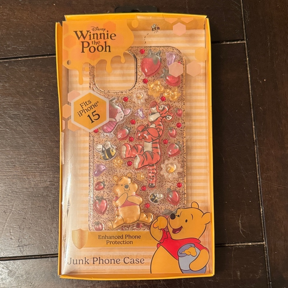Disney Winnie the Pooh Glitter Liquid Phone Case - Yellow/Red/Gold